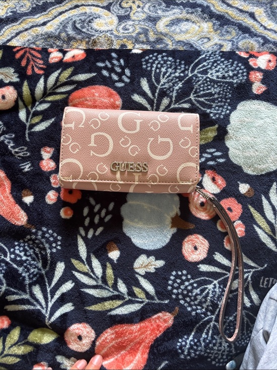 Guess Handbags - GUESS Pink Logo Wristlet Clutch with Wrist Strap